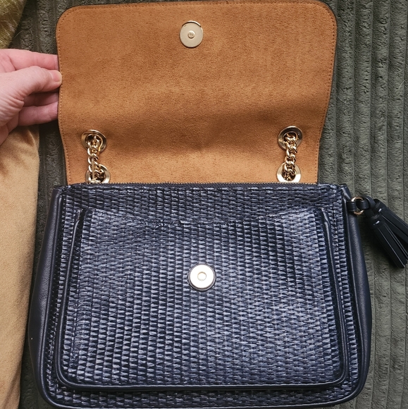 Coach Full Size Klare Bag In Navy Blue With Woven Front. - Picture 13 of 15